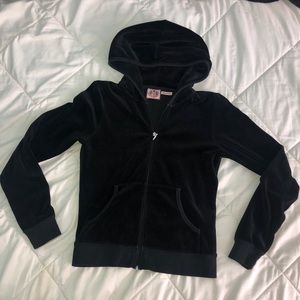 Juicy couture black velvet zip up sweater